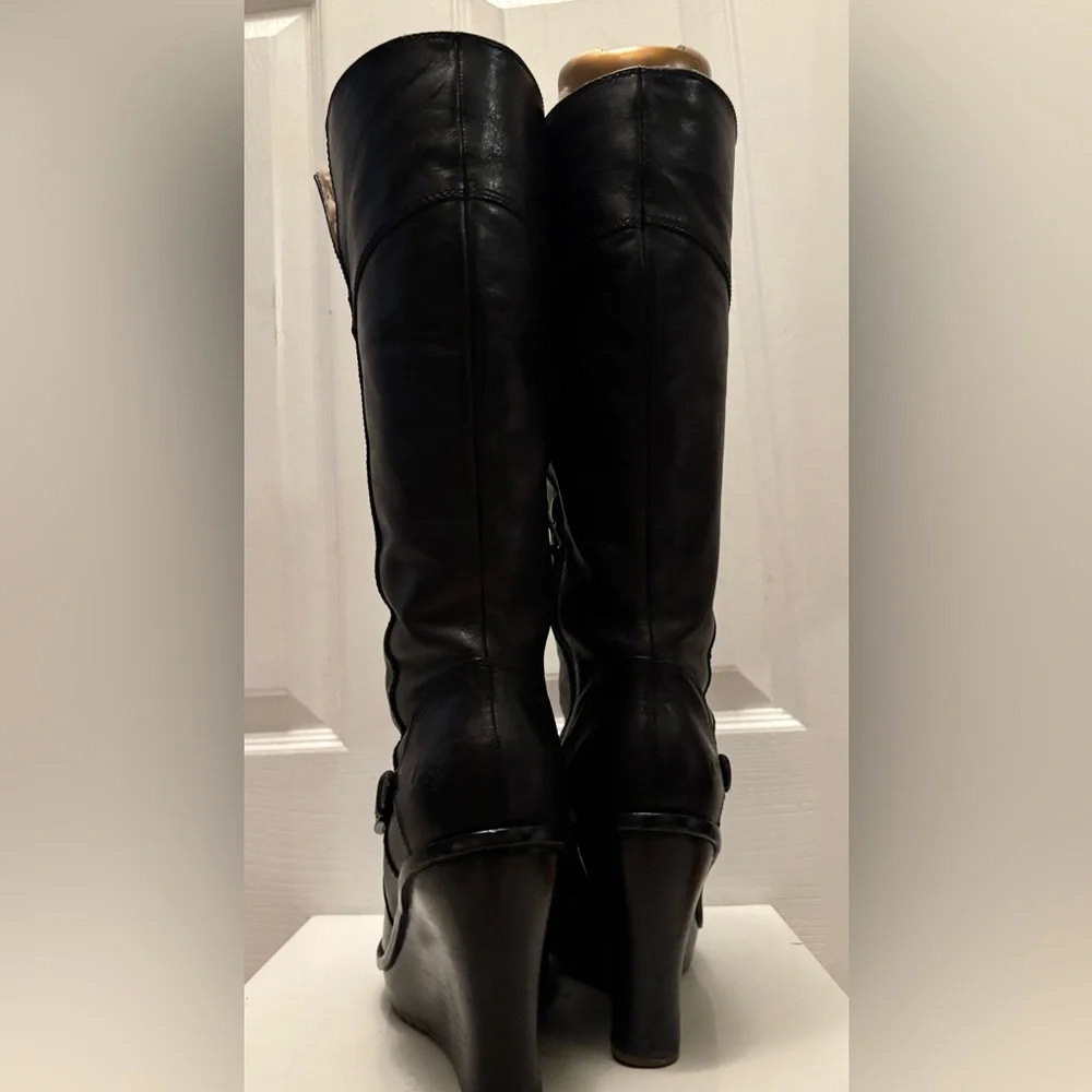 LIKE NEW UGG PLATFORM “BELOW THE KNEE” LEATHER & SHEEPSKIN BOOTS  SZ 8.5 - Picture 5 of 12